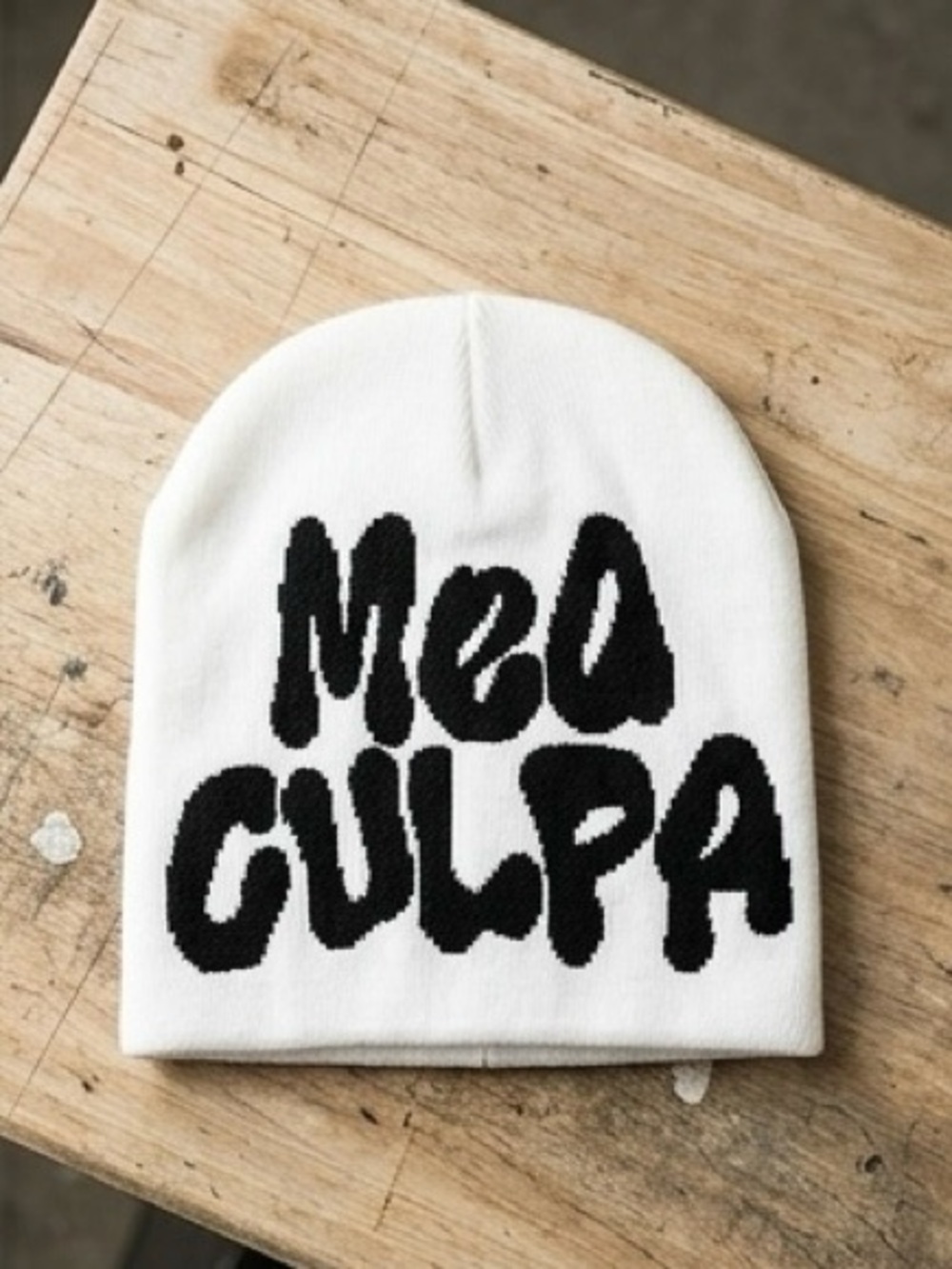 Black & White mea culpa beanie